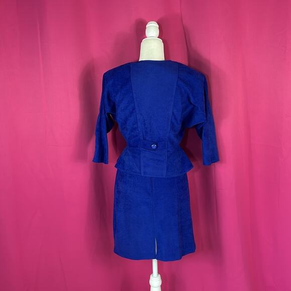 Vintage 80s Blondie and Me bluish purple peplum skirt suit set, size 7 - Picture 4 of 12